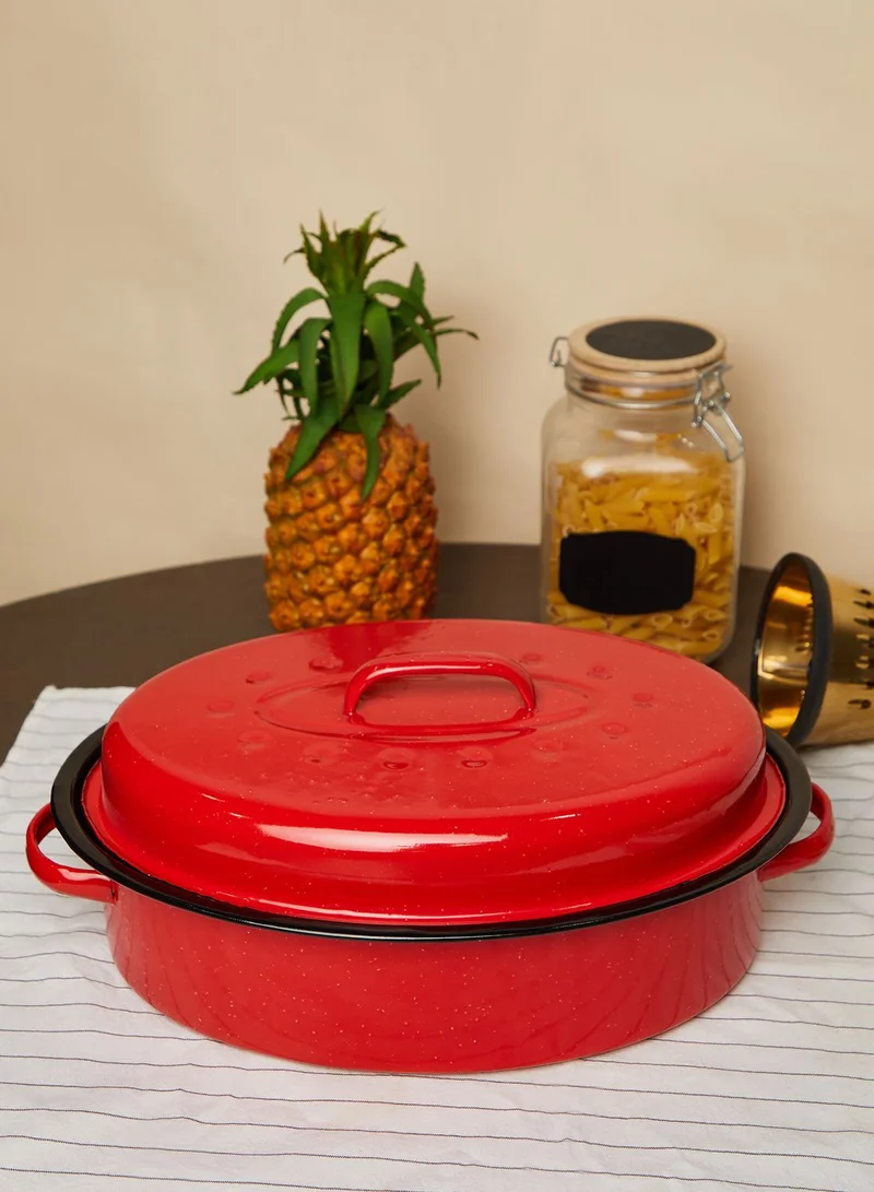 Premier Enamel Oval Self Basting Roasting Tin