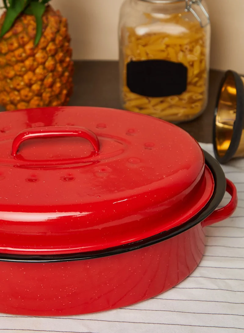 Premier Enamel Oval Self Basting Roasting Tin