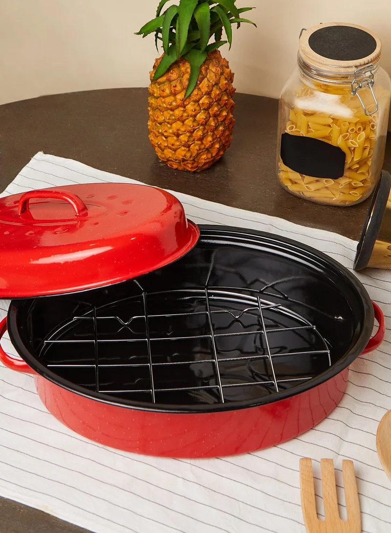 Premier Enamel Oval Self Basting Roasting Tin