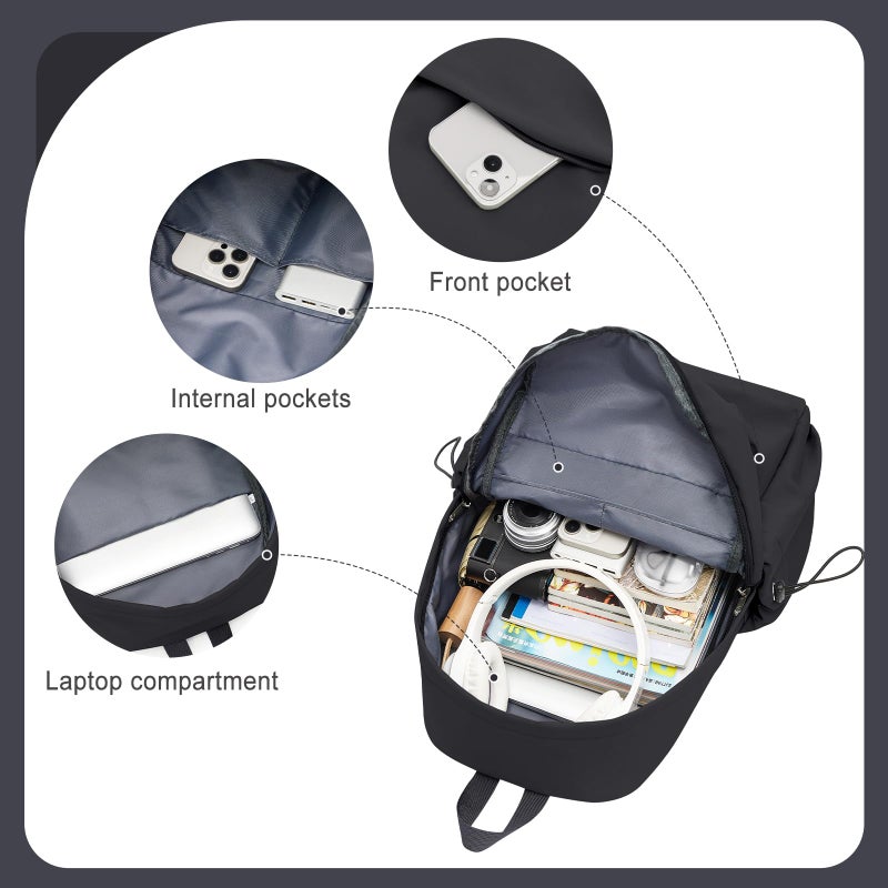 coofay Black Backpack For Women Small Backpacks For School Bag School Backpack For College Bookbag For Women Waterproof Gym Backpack For Men Book Bags - Image 5