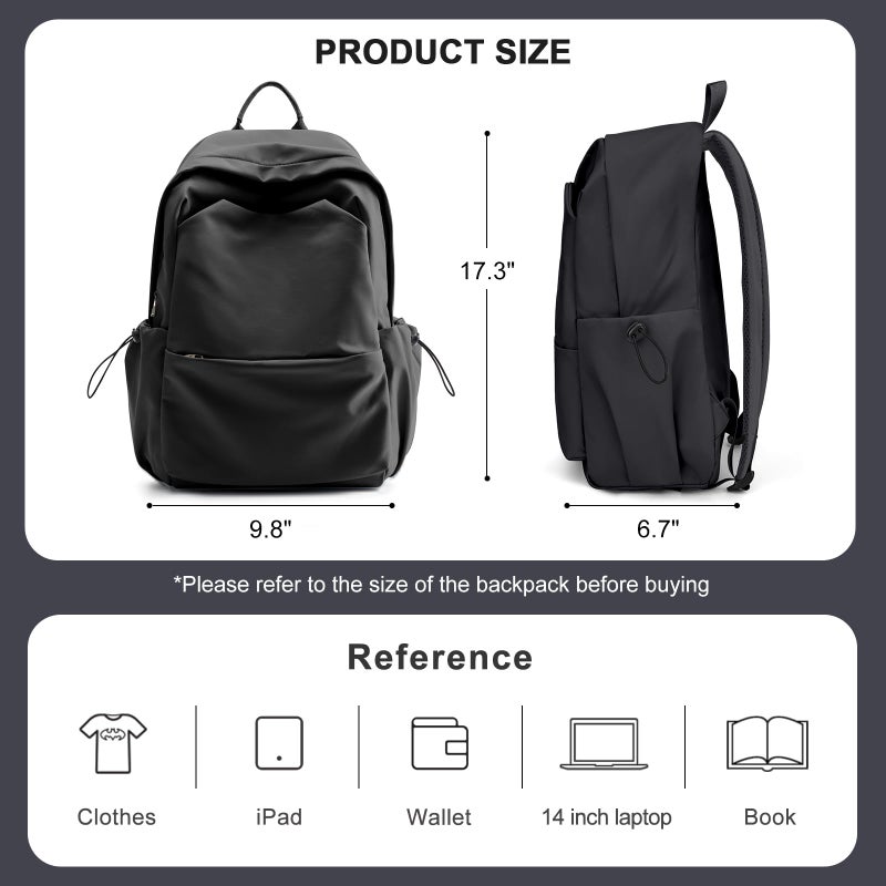 coofay Black Backpack For Women Small Backpacks For School Bag School Backpack For College Bookbag For Women Waterproof Gym Backpack For Men Book Bags - Image 4
