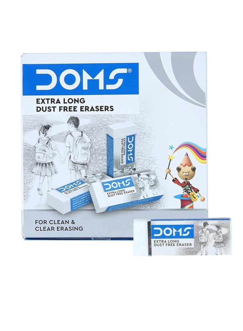 DOMS Doms Non-Toxic Dust Free Extra Long Eraser Set in Cardboard Box (Pack of 20)  - Image 1