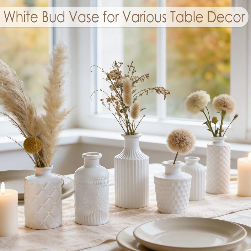 TBWIND Matte White Glass Bud Vase Set of 12 â€“ Small Minimalist Vases for Easy Home Styling, Perfect for Windowsills, Bedrooms, Bathrooms, and Table Centerpiece DÃ©cor - Image 3