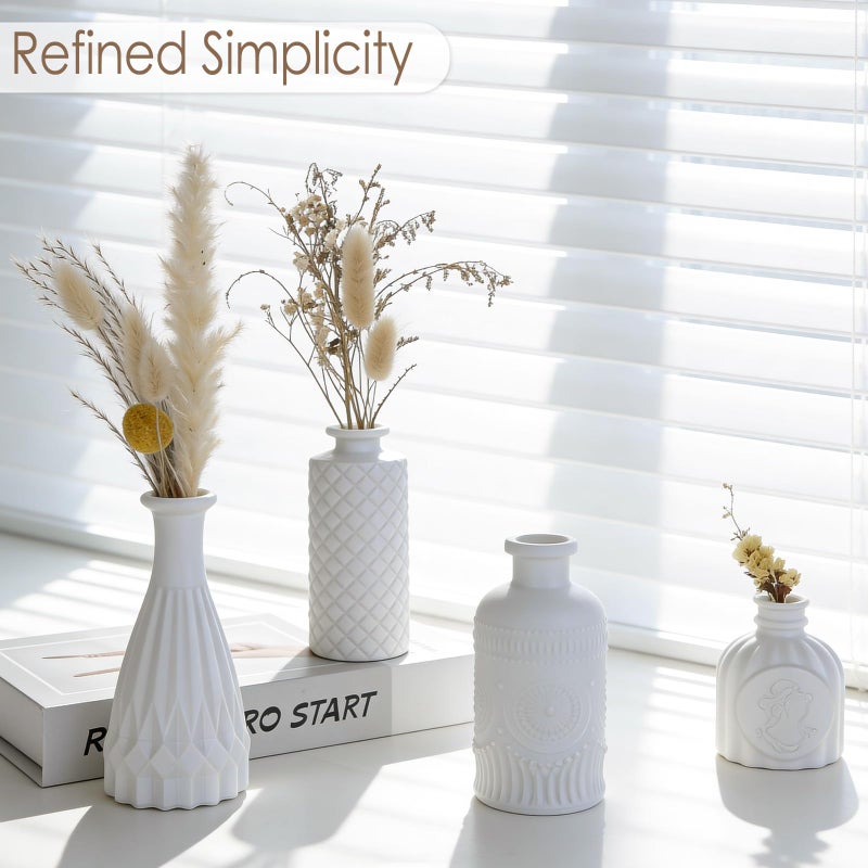 TBWIND Matte White Glass Bud Vase Set of 12 â€“ Small Minimalist Vases for Easy Home Styling, Perfect for Windowsills, Bedrooms, Bathrooms, and Table Centerpiece DÃ©cor - Image 4
