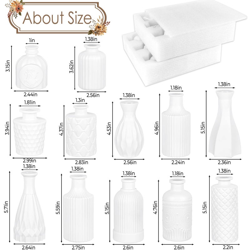 TBWIND Matte White Glass Bud Vase Set of 12 â€“ Small Minimalist Vases for Easy Home Styling, Perfect for Windowsills, Bedrooms, Bathrooms, and Table Centerpiece DÃ©cor - Image 2