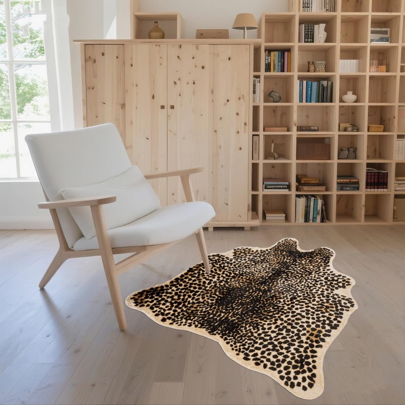 Beawelkomjo Cheetah Print Rug - Stylish Leopard Rug Faux Animal Print, Thick TPR Non-Slip Animal Print Floor Mat for Living Room, Dorm, Apartment (Cheetah Print 37x41In) - Image 4