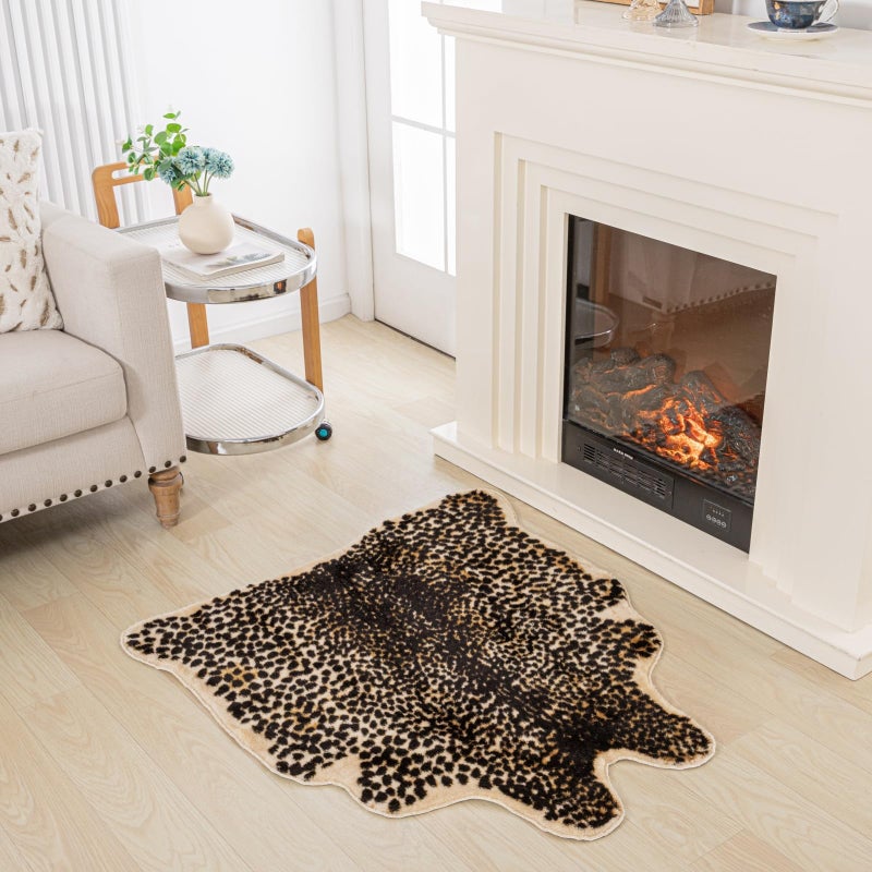 Beawelkomjo Cheetah Print Rug - Stylish Leopard Rug Faux Animal Print, Thick TPR Non-Slip Animal Print Floor Mat for Living Room, Dorm, Apartment (Cheetah Print 37x41In) - Image 1