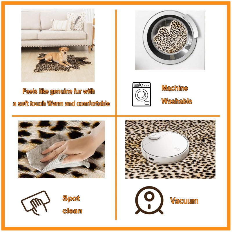 Beawelkomjo Cheetah Print Rug - Stylish Leopard Rug Faux Animal Print, Thick TPR Non-Slip Animal Print Floor Mat for Living Room, Dorm, Apartment (Cheetah Print 37x41In) - Image 5