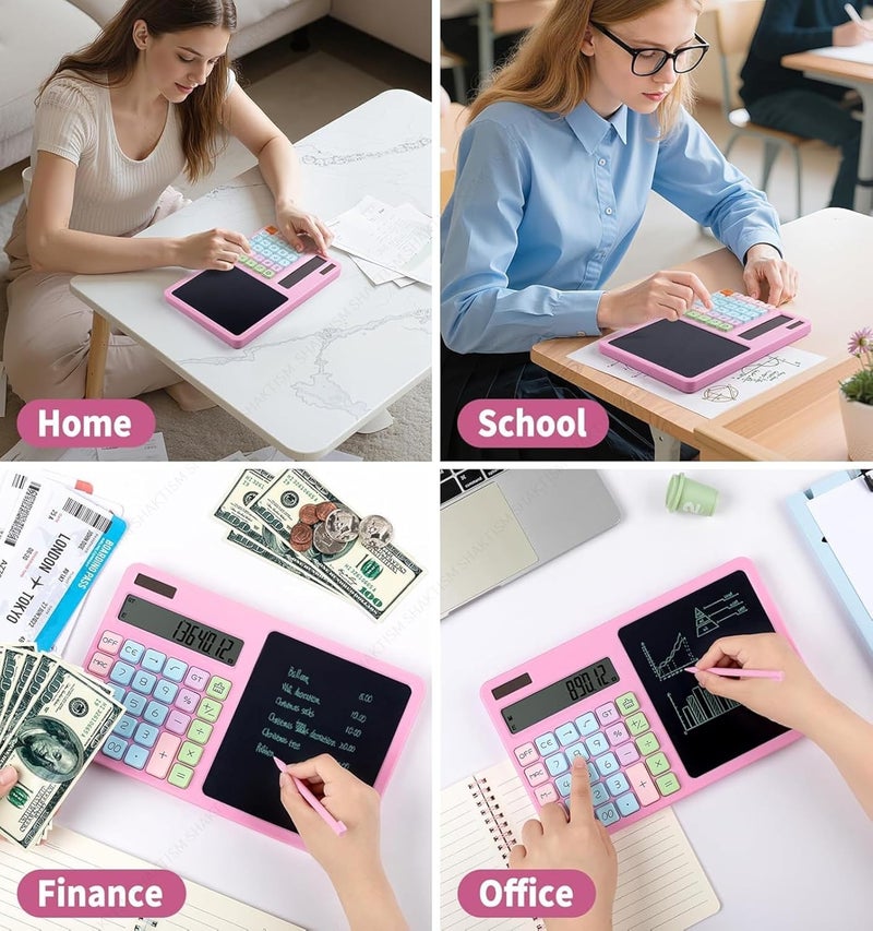 SHOPOBOX 12-Digit Solar Calculator Large LCD Display with LCD Writing,Drawing Board Scientific Calculator Standard Function Calculator - Random Colour - Image 4