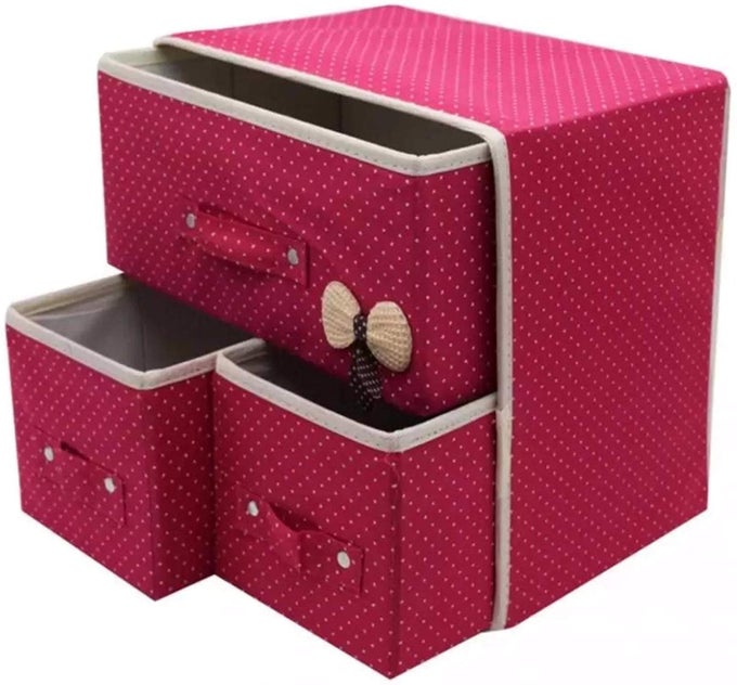 2 LAYERS 3 DRAWERS FOLDABLE STORAGE BOX BRA UNDERWEAR SOCKS COSMETICS CLOSET ORGANIZER COLLAPSIBLE STORAGE DRAWERS CLOTH CABINET DRAWER 3 DRAWER 2 LAYER