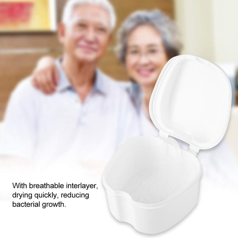 klarako Denture Case,Portable False Teeth Storage Box Teeth Container Holder Reusable Dental Appliance for Travel(White) - Image 3