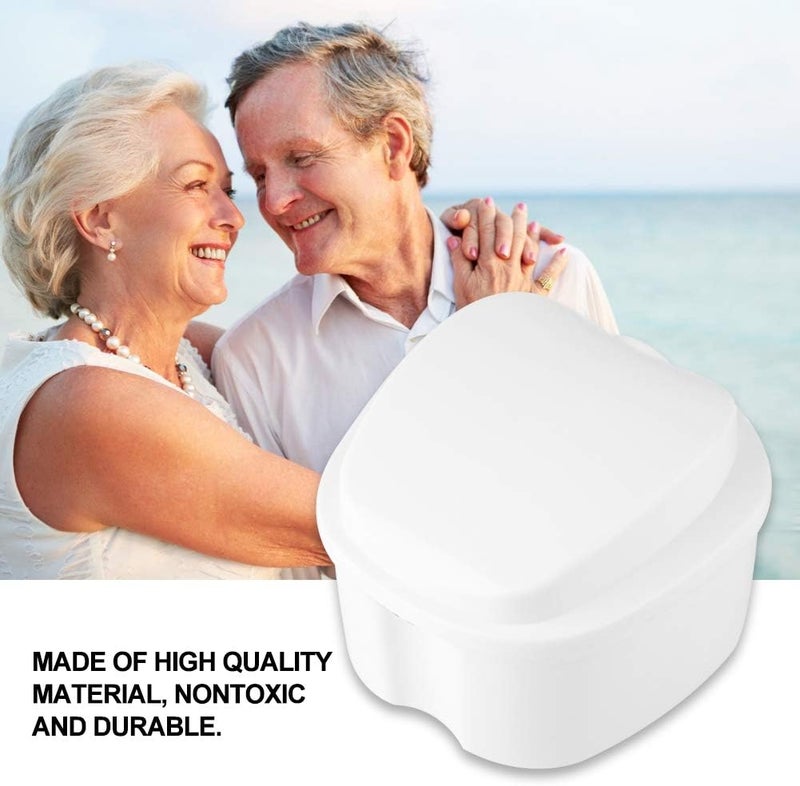 klarako Denture Case,Portable False Teeth Storage Box Teeth Container Holder Reusable Dental Appliance for Travel(White) - Image 2