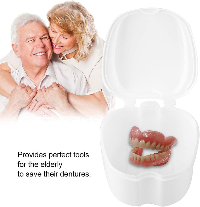 klarako Denture Case,Portable False Teeth Storage Box Teeth Container Holder Reusable Dental Appliance for Travel(White) - Image 4