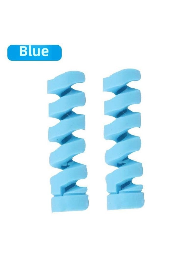 Direct Spiral Silicone Data Cable Protective Cover Power Cord Anti-break Suitable For Wide Range Easy To Carry-Color:Blue - Image 1