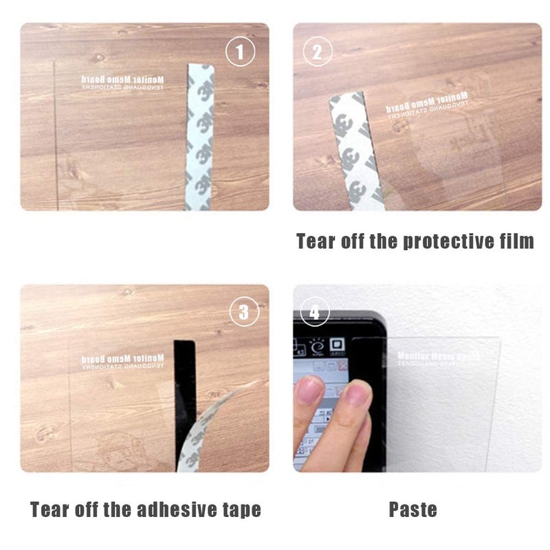 Lechay Monitor Memo Board Computer, Monitor Sticky Note Holder, Acrylic Transparent Message Board for Office 1 Set(Left & Right) by - Image 3