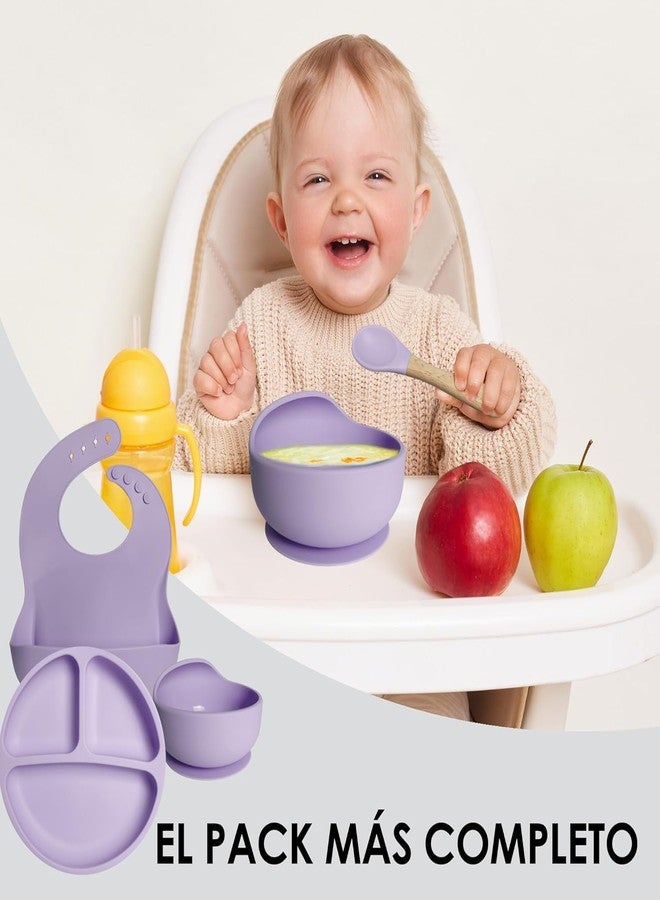 TRIVYOM Baby Feeding Set, 6 Pcs, BPA-Free Baby & Toddler Feeding Kit with, Suction Plates & Bowls Set, Self-Feeding Baby Spoons, Toddler Plates for Baby Utensils 6-12 Months,Tableware Set (Purple) - Image 4