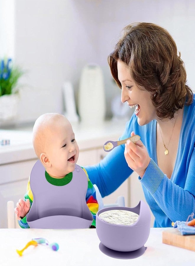 TRIVYOM Baby Feeding Set, 6 Pcs, BPA-Free Baby & Toddler Feeding Kit with, Suction Plates & Bowls Set, Self-Feeding Baby Spoons, Toddler Plates for Baby Utensils 6-12 Months,Tableware Set (Purple) - Image 5