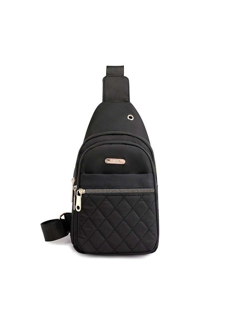 Generic - Womens chest bag new casual fashion all-match nylon cloth bag lightweight messenger bag womens backpack small shoulder front bag fashionStyle 2 Black Style 2 Black - Image 1
