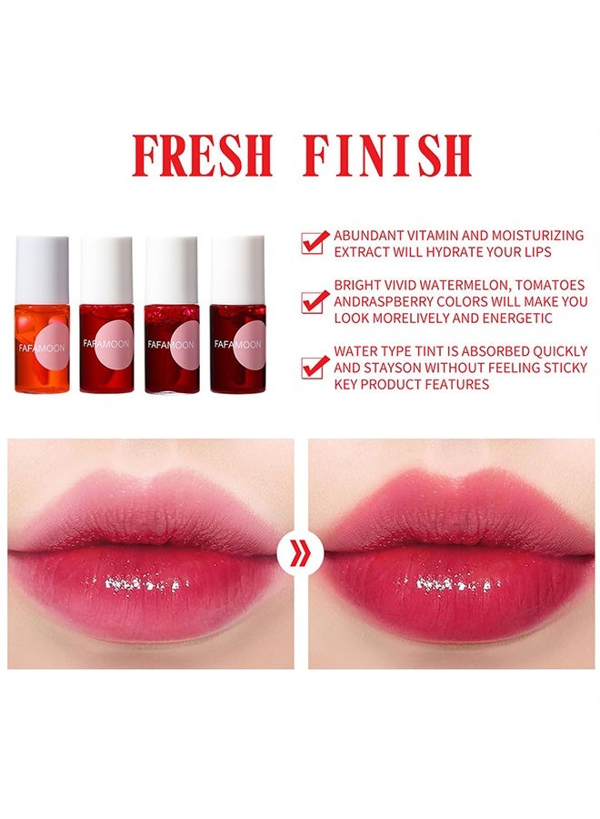 FAFAMOON Fruit Juice Lip Tint Lip Tint Stain, Mini Liquid Water Tint,Korean Lip Gloss Moisturizing Natural,Long Lasting Waterproof,Multi-Use Lip and Cheek Tint(Strawberry) - Image 4