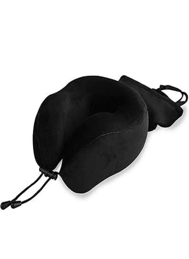 ORTHOCURE Memory Foam Travel Pillow- Portable Neck Support Pillow on Flights, Car, and at Home, Comfortable Airplane Travel Pillow,Lightweight Quick Pack for Camping (Black) - Image 1