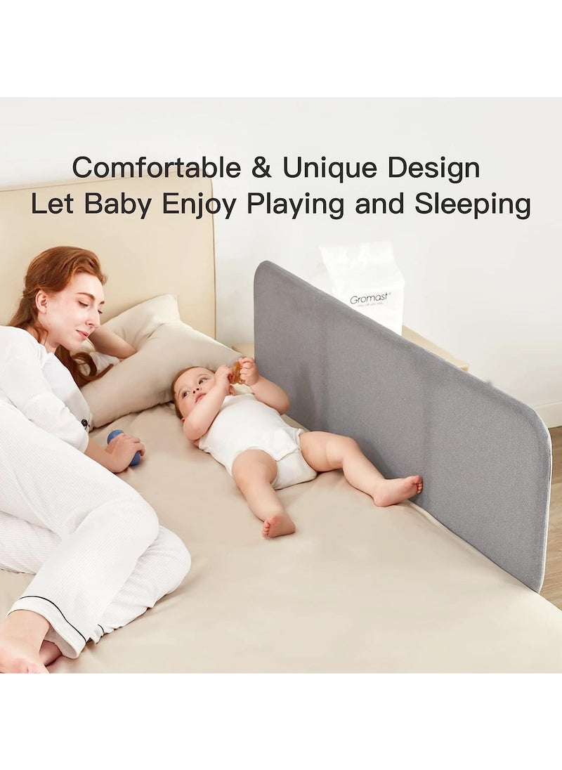 SKY-TOUCH - Pack Of 1 Foldable Crib Rail Guard For Kids, 120 X 40CM, Grey - Image 1