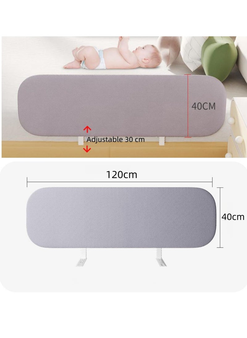 SKY-TOUCH - Pack Of 1 Foldable Crib Rail Guard For Kids, 120 X 40CM, Grey - Image 1