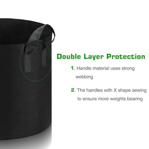 Lyincat 12-Pack 10 Gallon Grow Bags Heavy Duty Thickened Nonwoven Fabric Pots with Durable Handles - Image 4