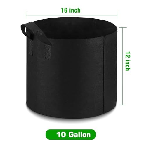 Lyincat 12-Pack 10 Gallon Grow Bags Heavy Duty Thickened Nonwoven Fabric Pots with Durable Handles - Image 2