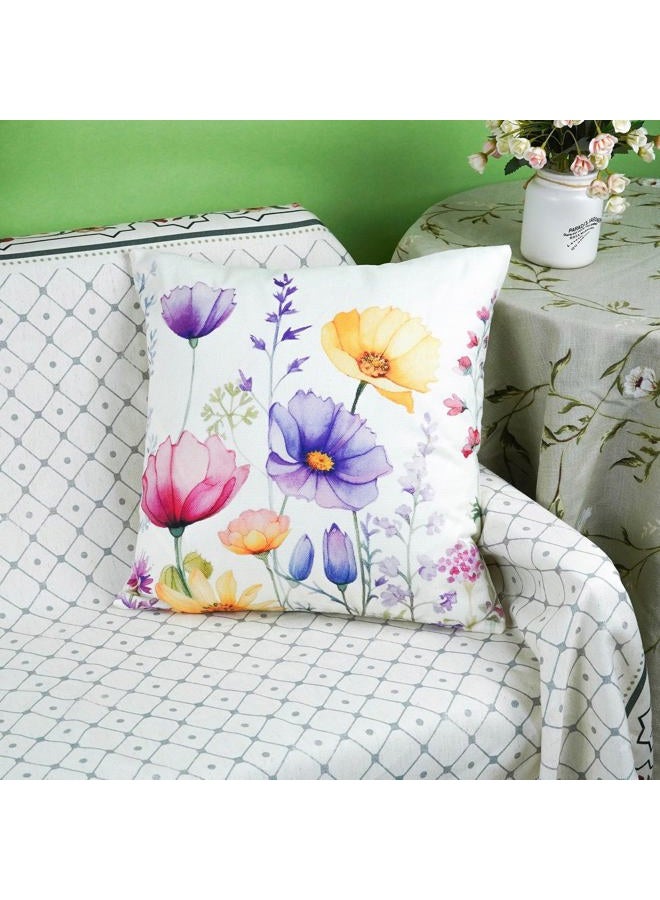 ONWAY Spring Pillow Covers 18x18 Inch Set of 2 Floral Colorful Flowers Decorations Farmhouse Living Room Outdoor Cushion Case for Sofa Couch Home Bed - Image 5