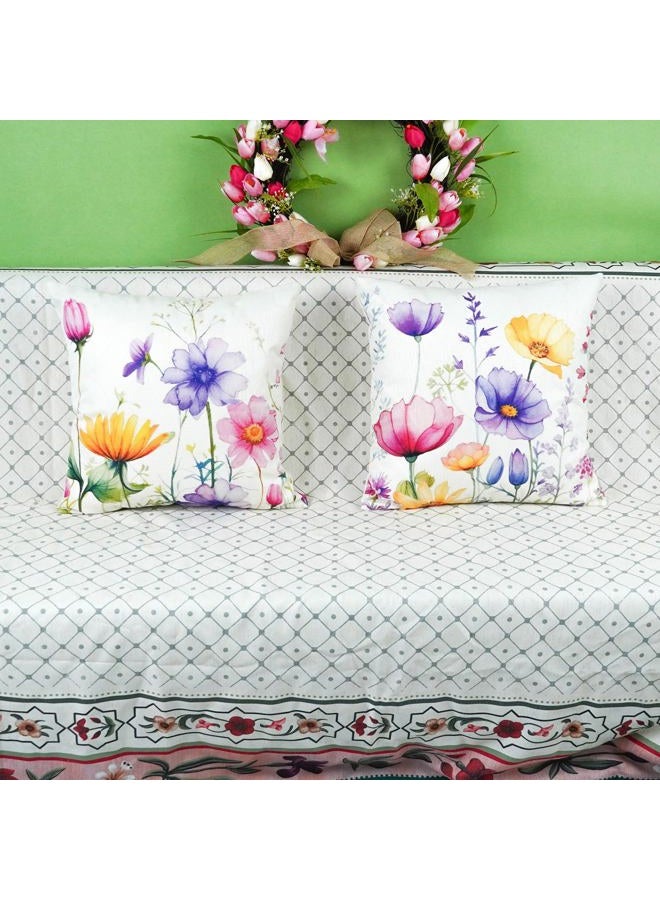 ONWAY Spring Pillow Covers 18x18 Inch Set of 2 Floral Colorful Flowers Decorations Farmhouse Living Room Outdoor Cushion Case for Sofa Couch Home Bed - Image 2