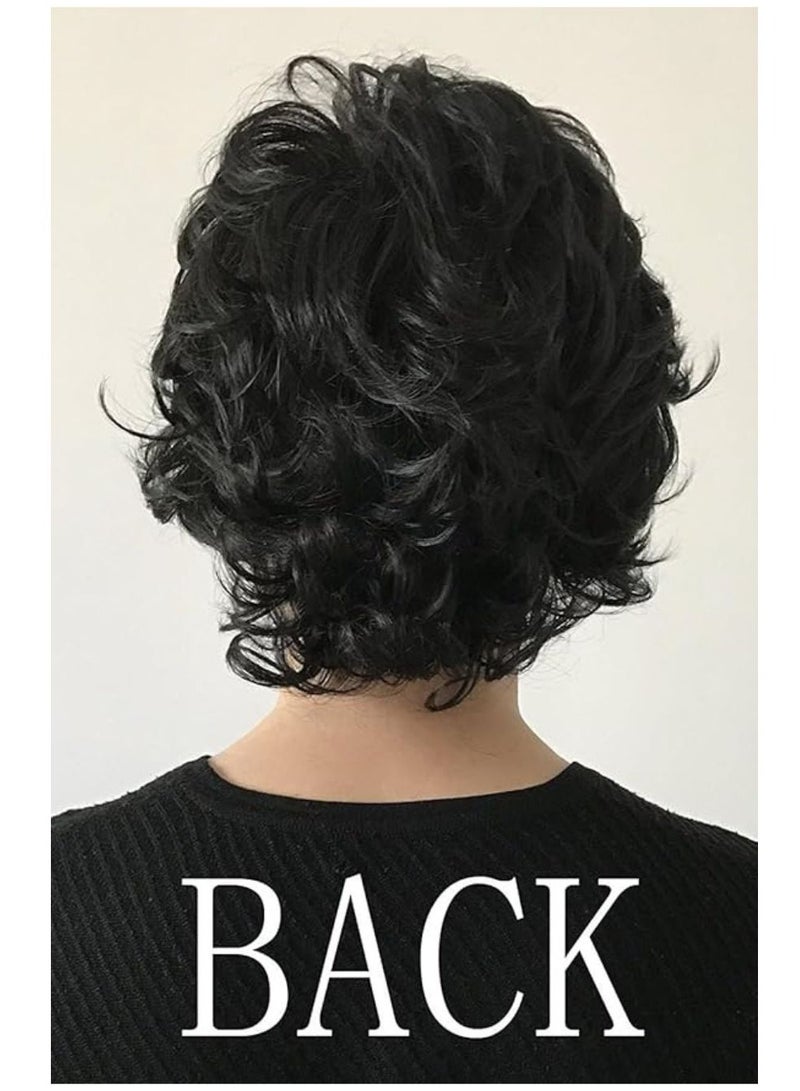 Estelle Men's Fluffy Wigs Mens Short Curly Fluffy Wig Natural Men Wig Synthetic Full Wigs (yilannew-1b) - Image 4
