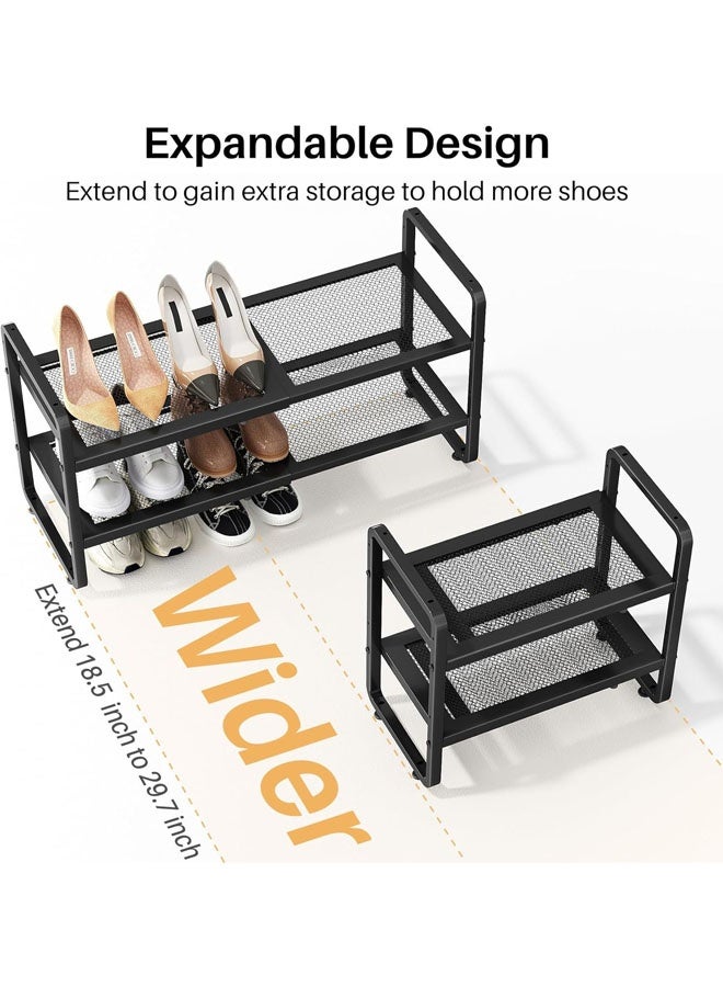 L&E Shoe Rack - Expandable Shoe Organizer for Closet, Adjustable Metal Shoe Shelf Storage, Stackable Long Shoe Stand Holder for Garage, Entryway, Door Entrance - Image 4