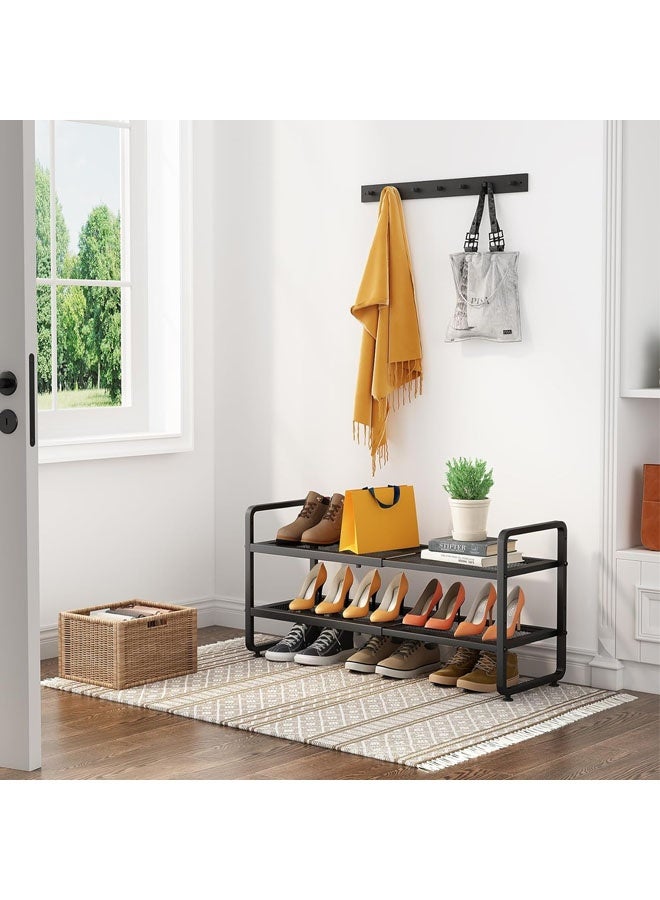 L&E Shoe Rack - Expandable Shoe Organizer for Closet, Adjustable Metal Shoe Shelf Storage, Stackable Long Shoe Stand Holder for Garage, Entryway, Door Entrance - Image 2