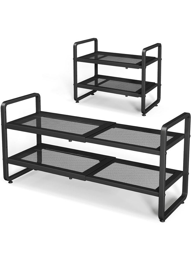 L&E Shoe Rack - Expandable Shoe Organizer for Closet, Adjustable Metal Shoe Shelf Storage, Stackable Long Shoe Stand Holder for Garage, Entryway, Door Entrance - Image 1