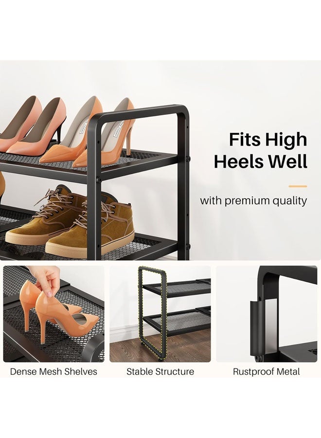 L&E Shoe Rack - Expandable Shoe Organizer for Closet, Adjustable Metal Shoe Shelf Storage, Stackable Long Shoe Stand Holder for Garage, Entryway, Door Entrance - Image 5