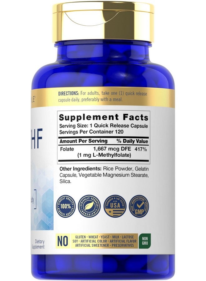 Carlyle مكمل كارلايل 5-MTHF حمض الفوليك | 1 ملغ | 120 كبسولة | جودة ممتازة L ميثيلفولات | خالي من الكائنات المعدلة وراثيًا، خالي من الغلوتين - Image 2