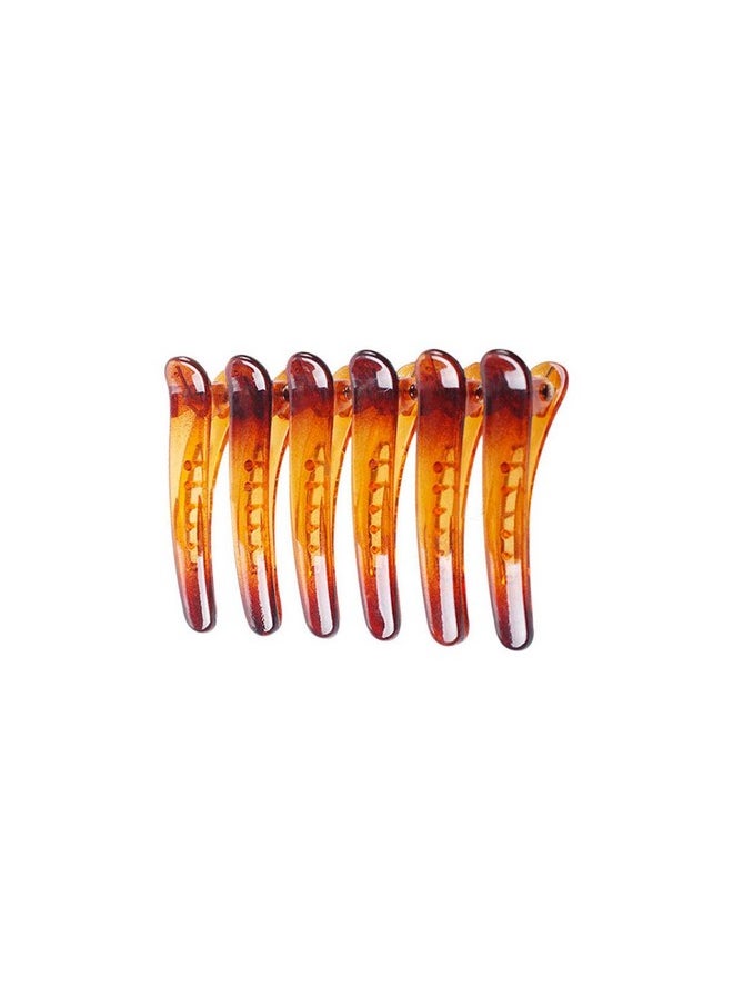 Fodattm 12Pcs Professional Hairdressing Salon Duckbill Clip Plastic Non Slip Alligator Hairpin Simple Hairgrip Hair Clip Hair Barrettes For Hair Styling And Sectioning (Length 1.9In Brown)  - Image 1