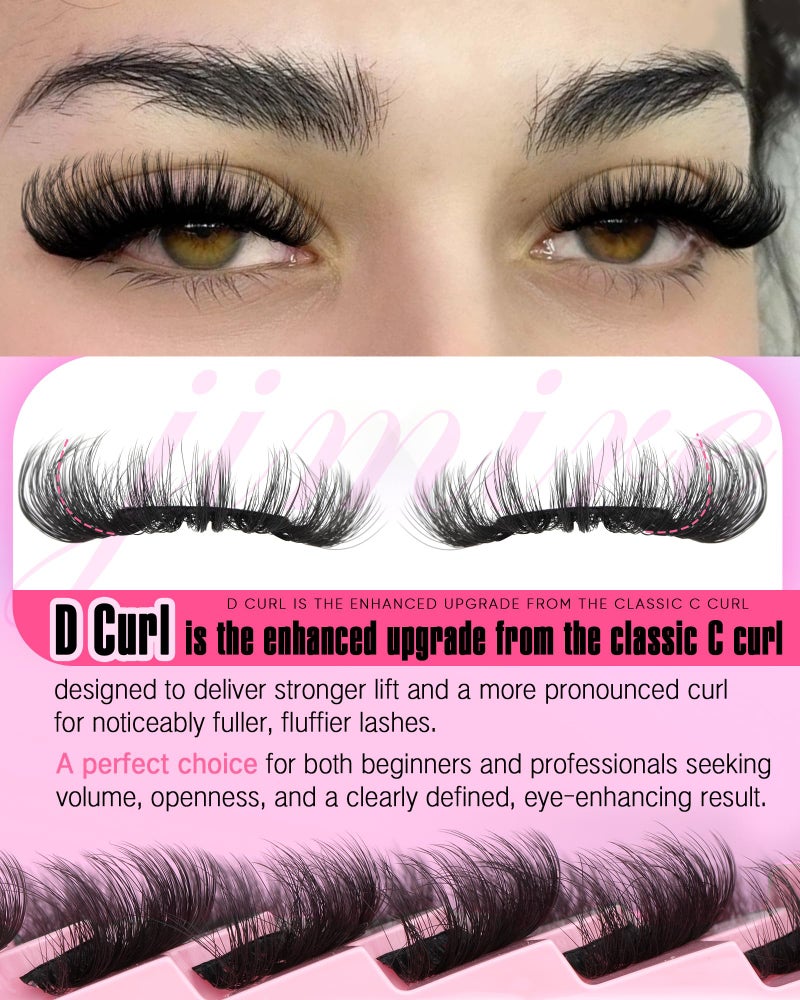 JIMIRE D Curl Faux Mink Lashes Fluffy Cat Eye 20MM Long Dramatic Mink Lashes Bulk Wispy Full Volume False Eyelashes 7 Pairs Pack - Image 5