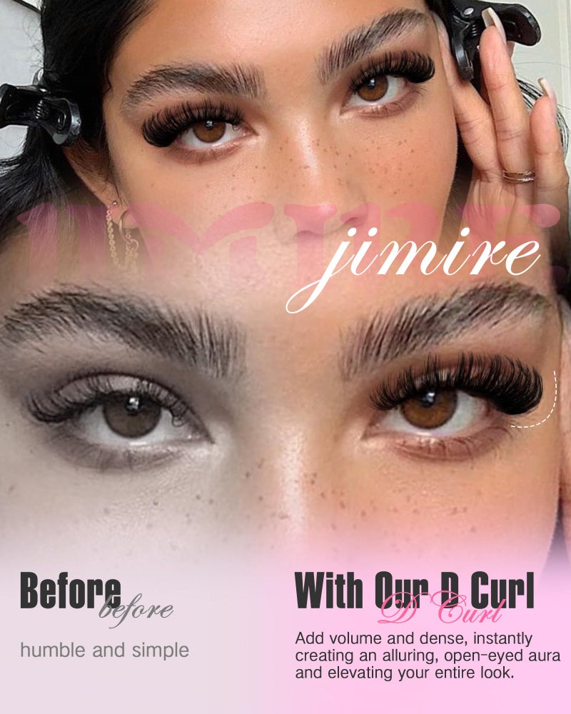 JIMIRE D Curl Faux Mink Lashes Fluffy Cat Eye 20MM Long Dramatic Mink Lashes Bulk Wispy Full Volume False Eyelashes 7 Pairs Pack - Image 3