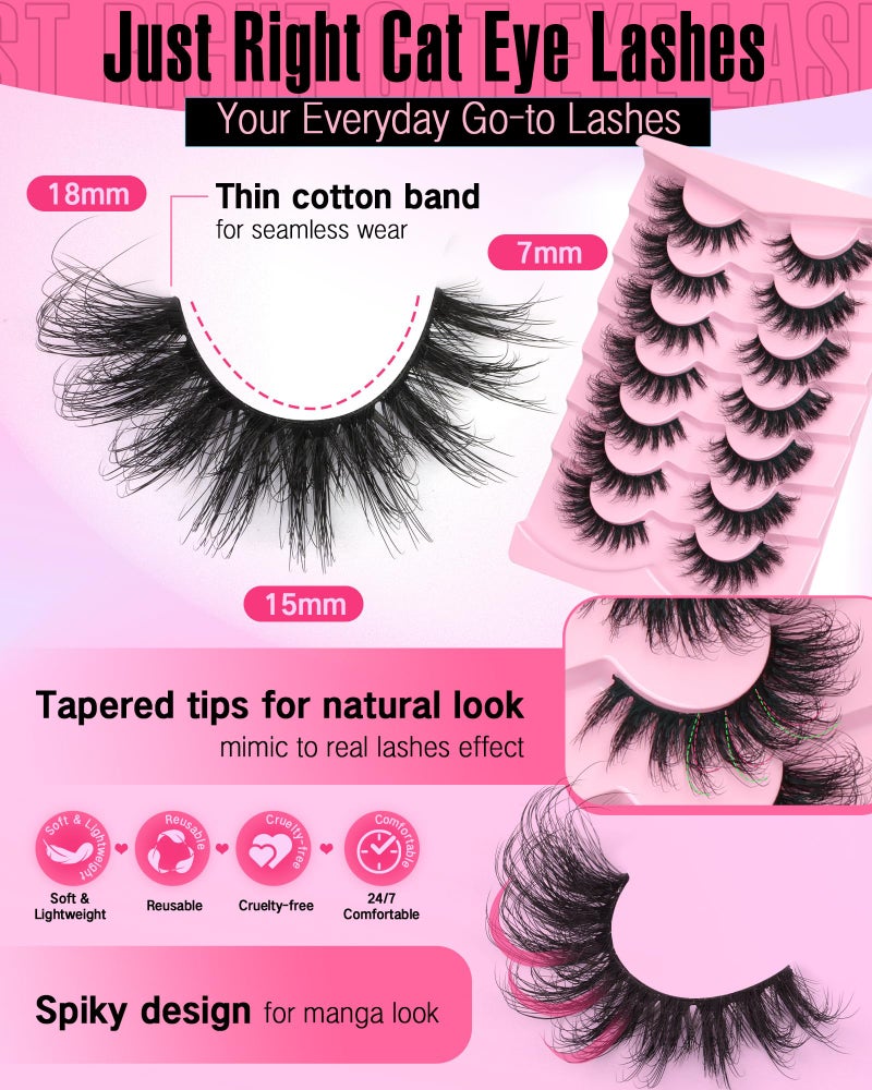 JIMIRE D Curl Faux Mink Lashes Fluffy Cat Eye 20MM Long Dramatic Mink Lashes Bulk Wispy Full Volume False Eyelashes 7 Pairs Pack - Image 4