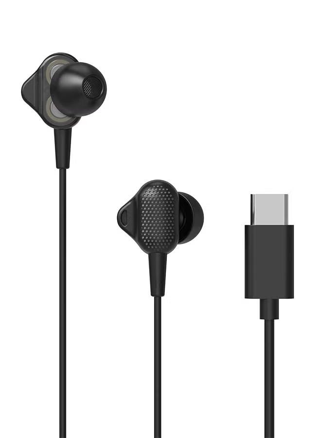 iOsuite Dual-driver Type-C in-ear headphones in black - Image 3