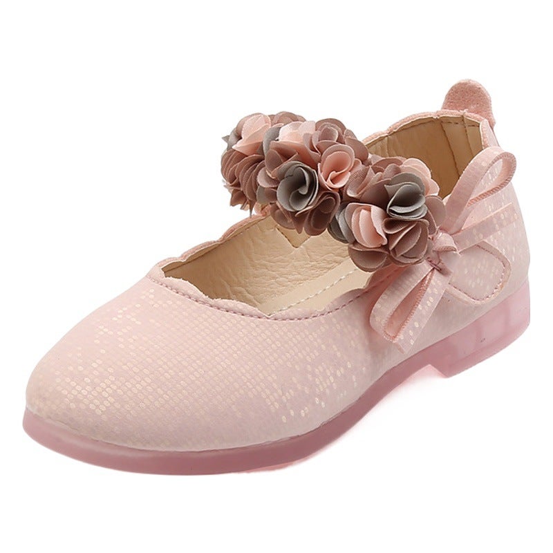 Girls'' Leather shoes 2021 spring and autumn Korean style Girls'' Flower Princess single-layer shoes students soft bottom dance performance peas shoes fashion - Image 2