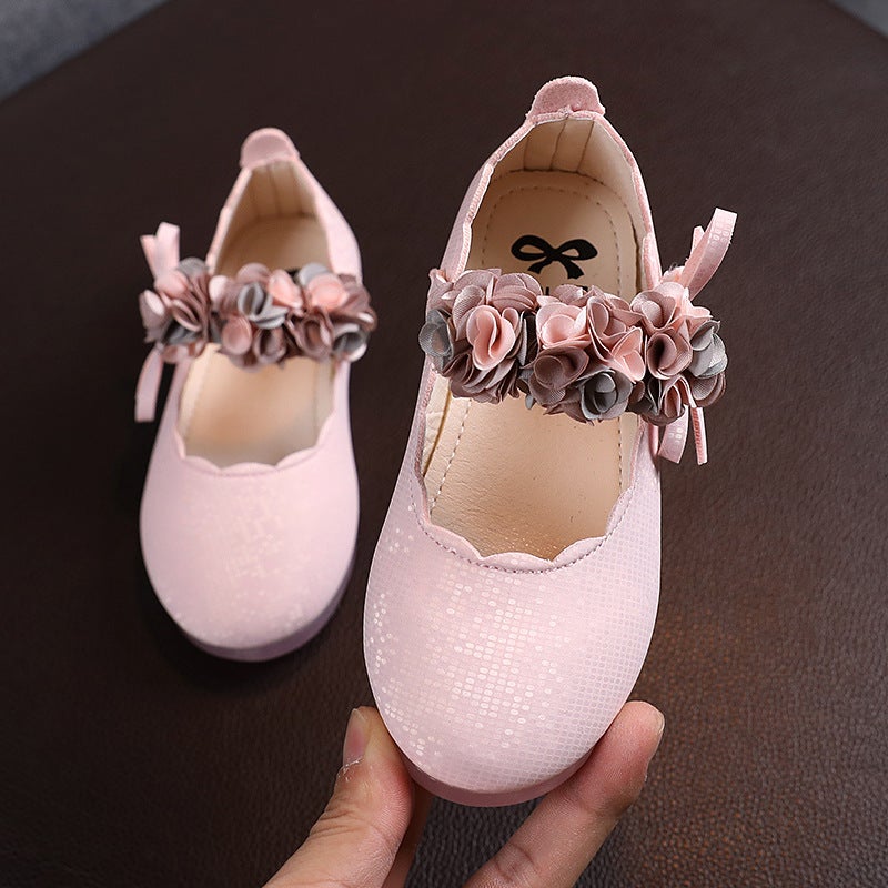 Girls'' Leather shoes 2021 spring and autumn Korean style Girls'' Flower Princess single-layer shoes students soft bottom dance performance peas shoes fashion - Image 5