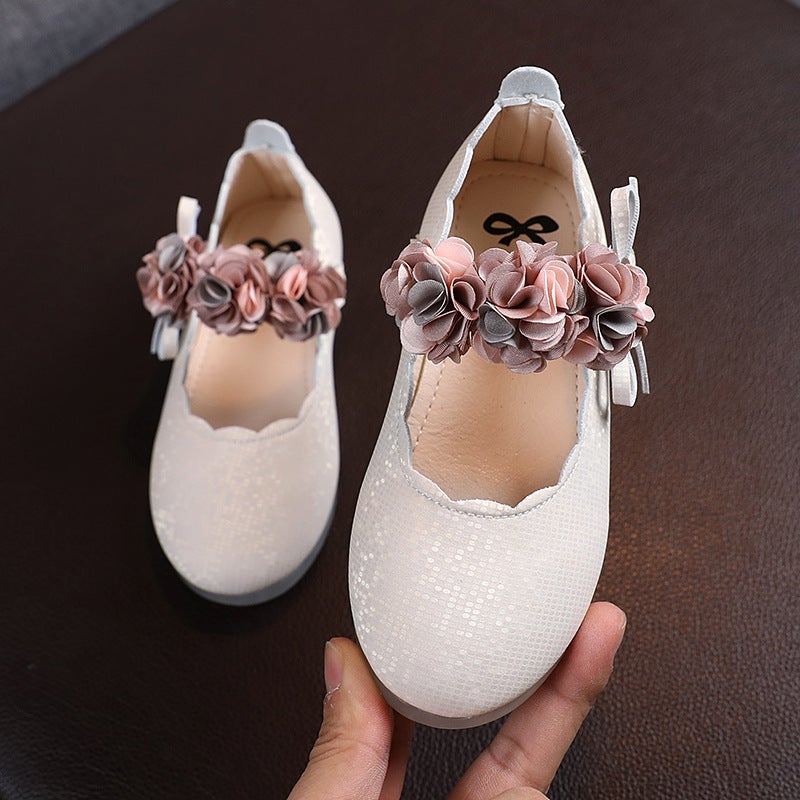 Girls'' Leather shoes 2021 spring and autumn Korean style Girls'' Flower Princess single-layer shoes students soft bottom dance performance peas shoes fashion - Image 4