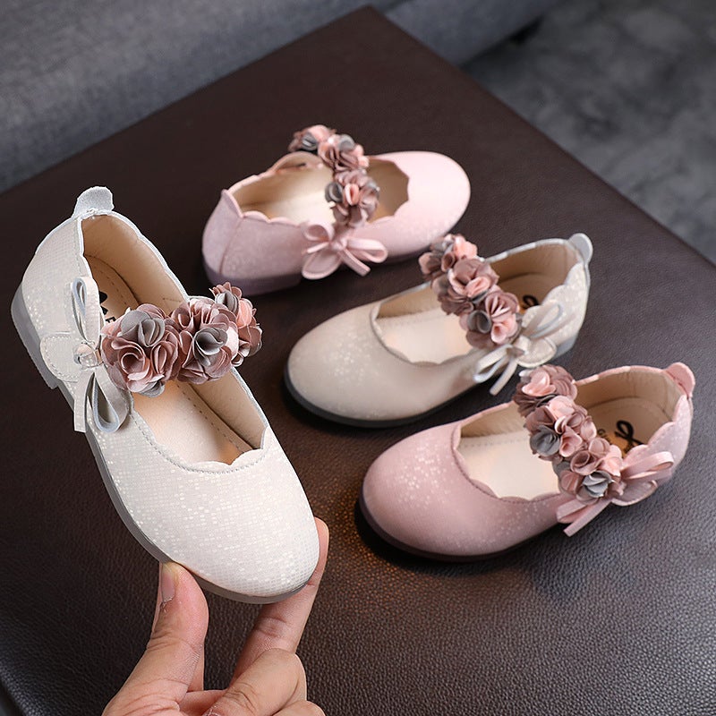 Girls'' Leather shoes 2021 spring and autumn Korean style Girls'' Flower Princess single-layer shoes students soft bottom dance performance peas shoes fashion - Image 3