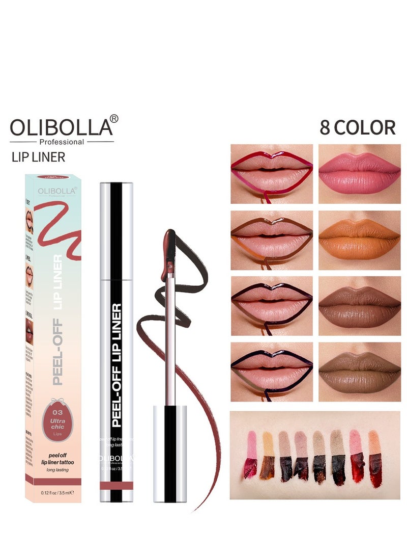OLIBOLLA Peel Off Lip Liner Stain,Lip Liner Peel Off Lip Liner With Matte Finish, Long Lasting Lip Stain Peel Off Waterproof Plumps Up Lip Colour Lip Liner, Natural Instant Peel Off Lip Stain Set - Image 2
