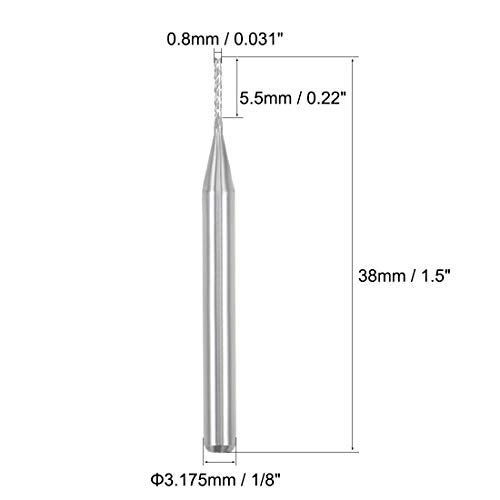 uxcell 10Pcs 08mm Carbide End Mill Engraving Milling Cutter CNC Router Bits for PCB Machine 18 Shank - Image 3