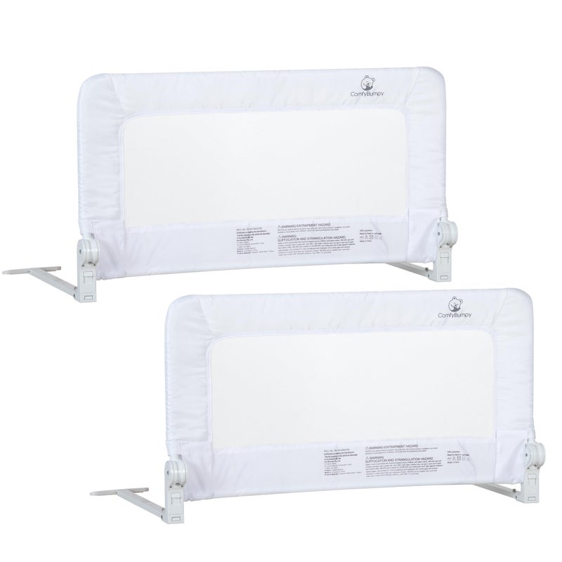 ComfyBumpy Toddler Bed Rail Guard Bed Rails for Kids Twin Full Queen King Size Bed Adjustable Bed Rail for Toddlers Swing Down Baby Bed Side Rail White Regular 355 x 195 Pack of 2