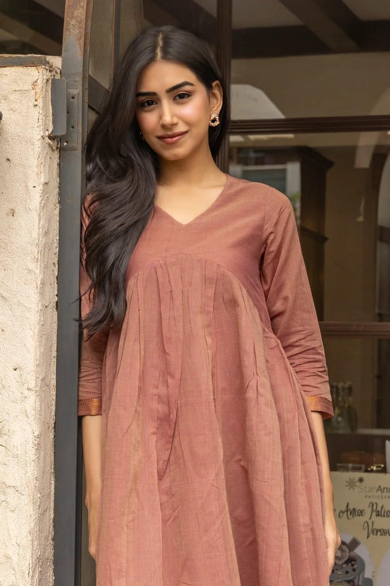 ANNI Designer Women's Rayon Viscose Solid A-Line Kurta with Palazzo (JIVIKA Peach_M_Peach_Medium) - Image 3