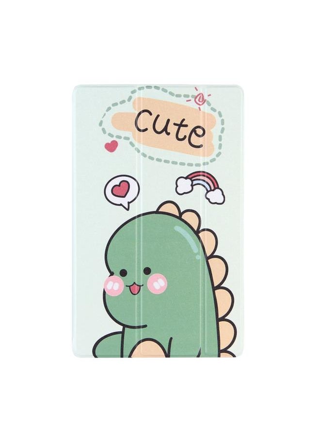 Lenovo Tab P11 TB J606F Coloured Drawing Pattern Horizontal Flip Leather Case with Three folding Holder Green Dinosaur